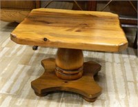 Rustic Pine Pedestal Occasional Table.