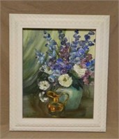 Floral Oil on Board, Signed.
