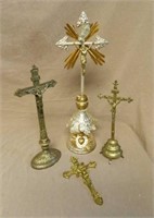 Brass Altar Standing and Hanging Crucifixes.