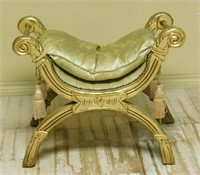 Classically Styled Gilt Curule Form Bench.
