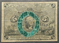 1863   5 Cents Fractional Currency  F