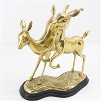 Mid-Century Solid Brass Bounding Deer Figurines