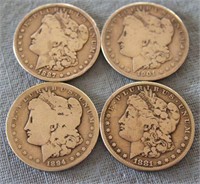 (4) LOW-GRADE MORGAN SILVER DOLLARS