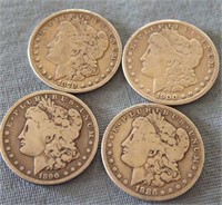 (4) LOW-GRADE MORGAN SILVER DOLLARS