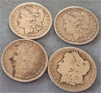 (4) LOW-GRADE MORGAN SILVER DOLLARS