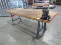 Butcher Block Table with Vise-