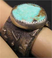 Southwest S/S Tufa Cast Turquoise Ring