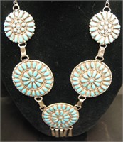 N/A S/S Concho Style Turquoise Dangle Necklace