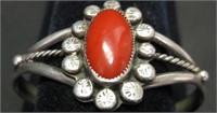 Vintage N/A S/S Mediterranean Red Coral Bracelet