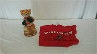 1973 Bucky Badger decanter and t-shirt