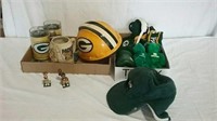 2 boxes Green Bay Packers mugs, hats and
