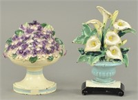 TWO HUBLEY FLOWER DOORSTOPS