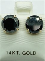 14K YELLOW GOLD BLACK DIAMOND(5CT)  EARRINGS
