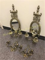 TWO PAIRS GILT WALL SCONCES
