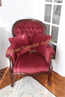 1930'S VICTORIAN STYLE BURGUNDY ARM CHAIR