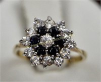 9K GOLD SAPPHIRE AND DIAMOND DRESS RING