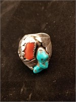 Sterling and turquoise mens ring