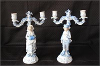 Pair of porcelain candelabras