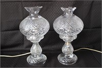 Waterford signed hurricane lamps x2