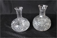Crystal decanters 8" tall x2