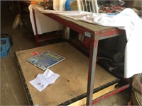 Heavy Steel Shop Table With Wood Top