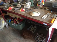 Heavy Steel Shop Table With Wood Top