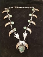 Early 190'0's Squash blossom sterling necklace