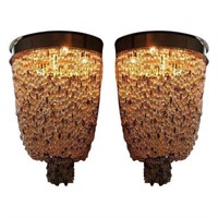 Hand Strung Crystal Sconces - A Pair