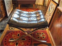 Chrome and leather foot stool