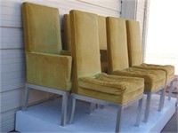 Tufted Yellow & Chrome Dining Chairs Set 6