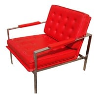 Chrome and red vinyl lounge chair
