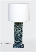 Green marble lamp with white shade