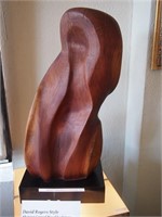 Modernist Walnut Wood Sculpture