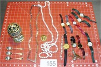Eclectic Grouping of Watches, Costume Jewelry