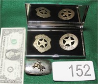 Marshal Badges and Belt Buckle with Case