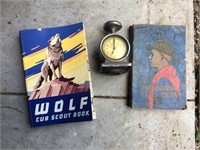 Antique Boy Scout/Cub Scout books and time stamp