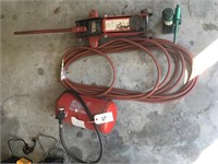 floor jack, bottle jack, air hose and tank