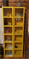 Yellow display cabinet with glass front