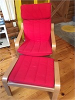 wood frame chair and ottoman