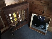 lighted rack and square mirror