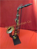 Metal Art Saxophone on Stand Approx. 23" tall