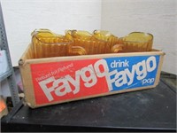 Faygo Pop Case with 6 Plastic Amber Color Pitchers