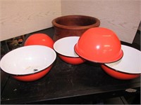 Orange Enamelware 7 1/4" dia Bowls