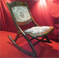 Vintage Folding Rocking Chair w/ Needle Point