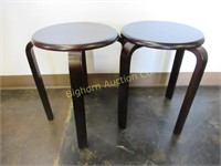 Wooden Round End Tables - 2 pc lot