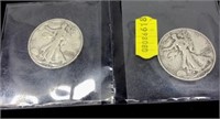 (2) 1942-S Walking Liberty Half Dollars