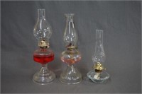 3 Vintage Outside Thread Oil Lamps