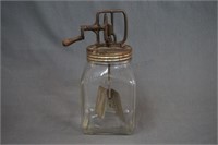 Vintage Glass 4 Quart Metal Paddle Butter Churn