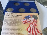 5) San Francisco Walking Liberty Half Dollars of