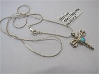 Sterling Opal Dragonfly Necklace